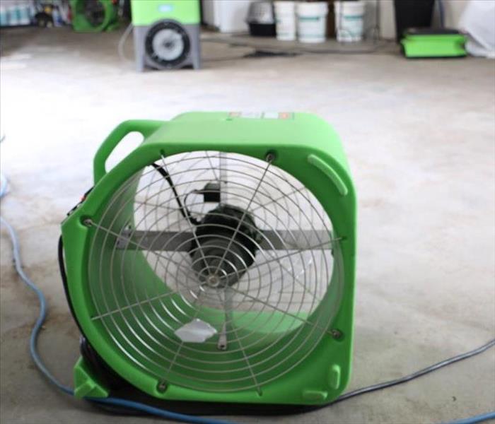 An axel fan circulating air in a garage in West Kelowna, BC.